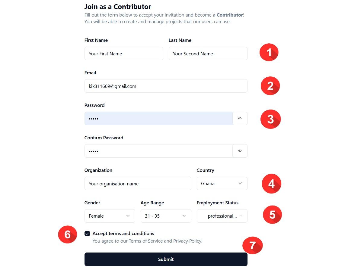 Register as a project contributor